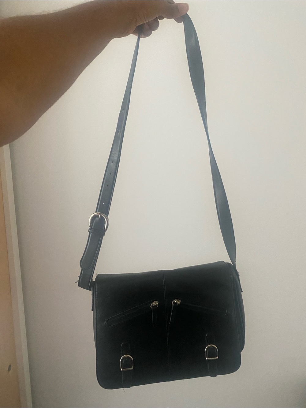 Vintage Black Preppy Crossbody Bag